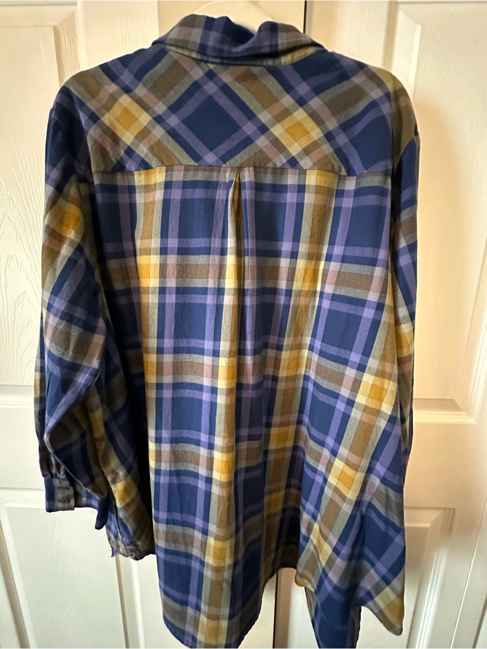 Women’s LOGO Lori Goldstein Blue Purpke & Yellow Plaid Button-Up Shirt Sz:3X GUC - Picture 4 of 13